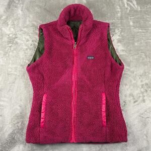 Patagonia Pink Sherpa Fleece Vest Full Zip Outdoor Hiking Women’s M
